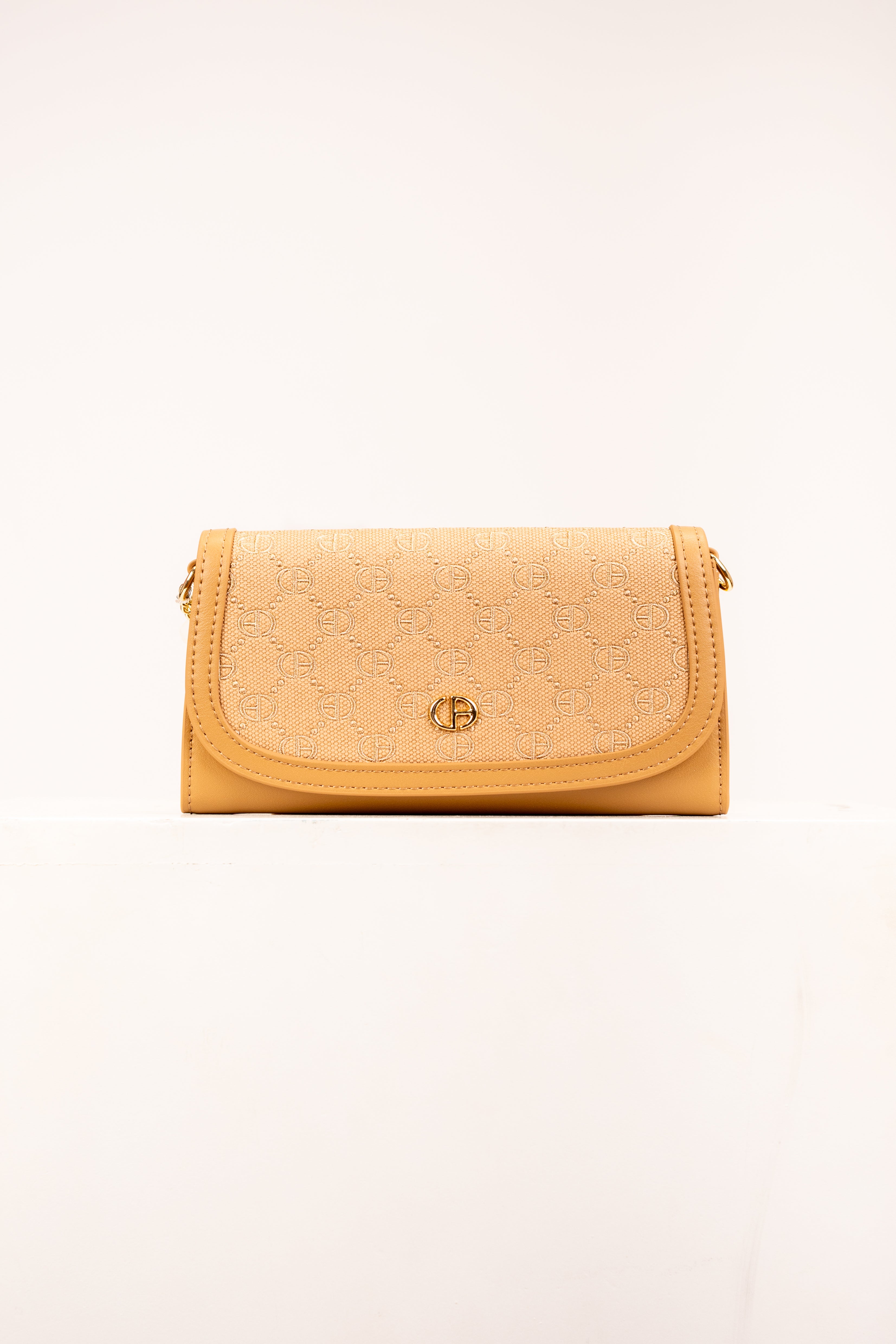 Chrisbella Monogram Texture Crossbody Bag