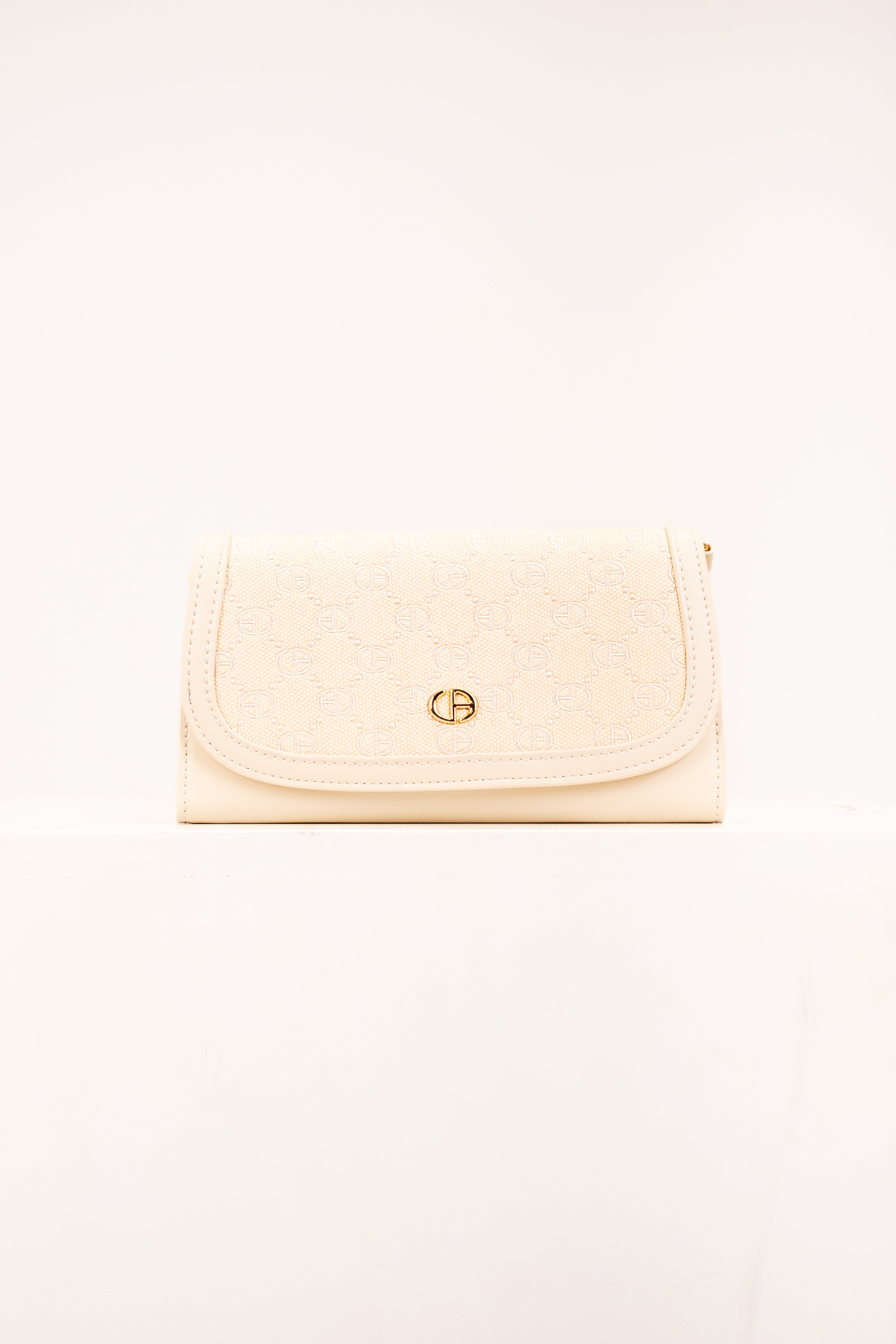 Chrisbella Monogram Texture Crossbody Bag